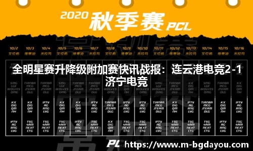 全明星赛升降级附加赛快讯战报：连云港电竞2-1济宁电竞